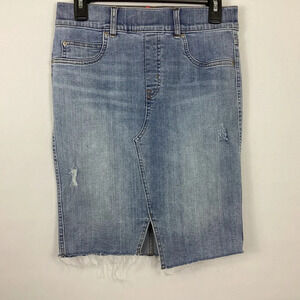 Spanx Distressed Denim Skirt Size Small
